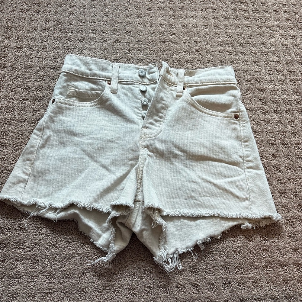 Women's Cream Denim Shorts